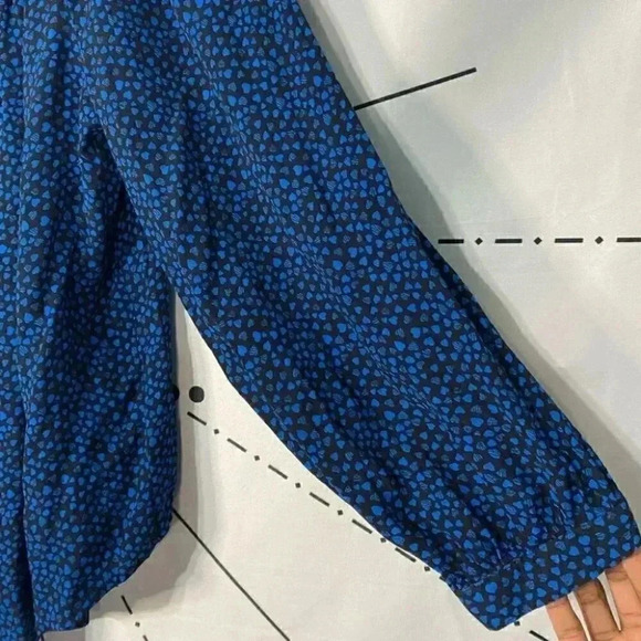 Gap Black with Blue Hearts Smock Peasant Off Shoulder Blouse Top - Picture 5 of 7
